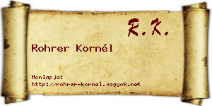 Rohrer Kornél névjegykártya