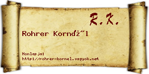 Rohrer Kornél névjegykártya